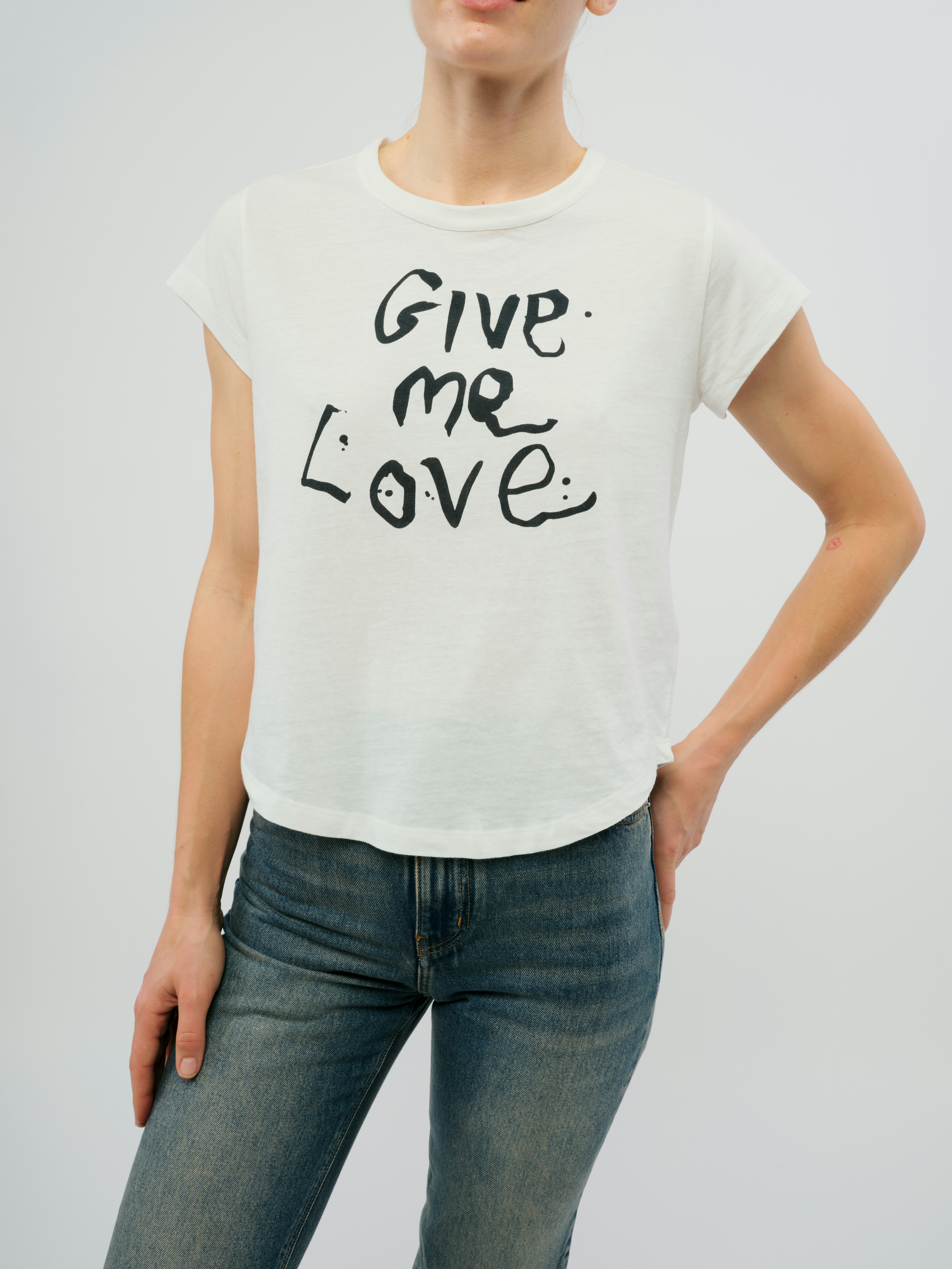 Woop Give Me Love T-Shirt - Casual T-shirt with “Give Me Love” graphic.