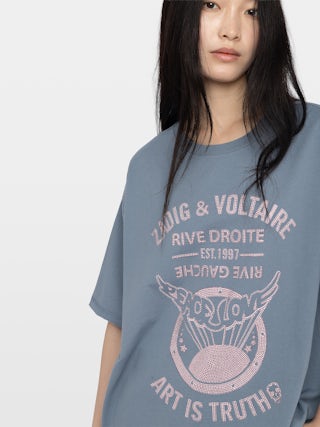 T-shirt Berry - Short-sleeved T-shirt with a rhinestone crest.