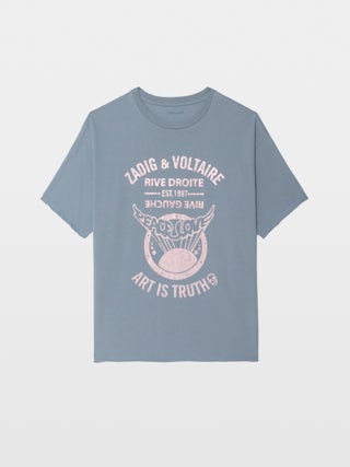 T-shirt Berry - Short-sleeved T-shirt with a rhinestone crest.