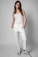 Dean Wings Tank Top - Women's linen tank top in clay colour