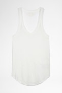 Dean Wings Tank Top - Women's linen tank top in clay colour