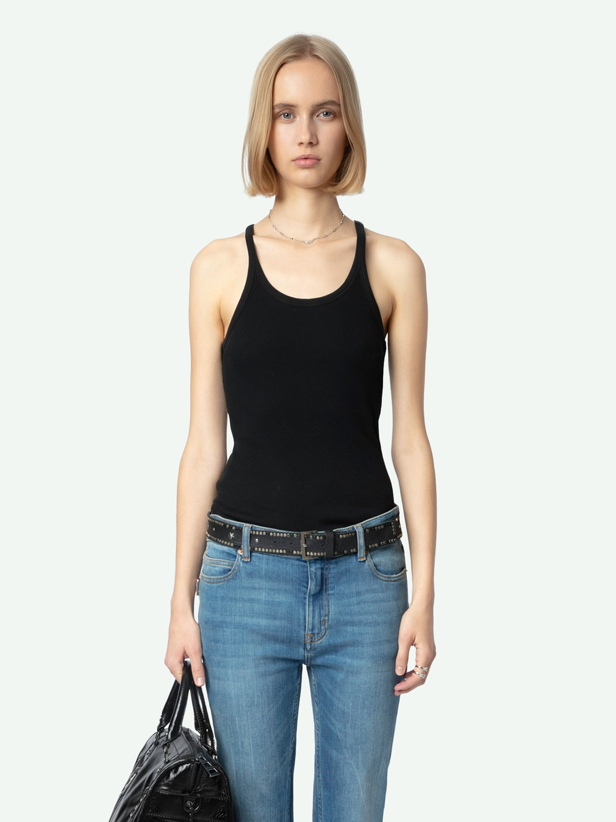 Alba Black Cotton Slim Tank Top | Zadig&Voltaire Alba Black Cotton Slim Tank Top | Zadig&Voltaire