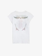 Cécilia Concert Diamanté Tank Top - White organic cotton tank top with diamanté Concert motif.