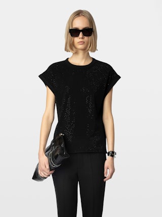 Cecilia Tank Top - Mit Strasssteinen besetztes Tanktop mit Rundhalsausschnitt.