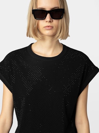 Cecilia Tank Top - Mit Strasssteinen besetztes Tanktop mit Rundhalsausschnitt.