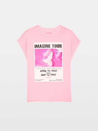 Cecilia Tank Top - Tank top with Imagine Tour print adorned with rhinestones.