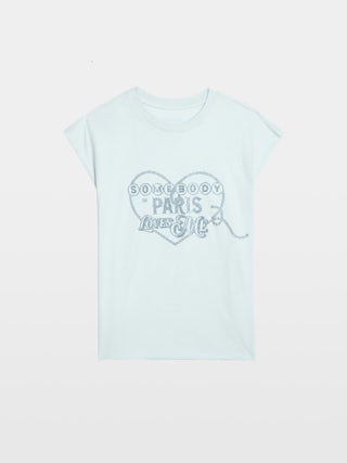 Cloe Tank Top - Sleeveless t-shirt with rhinestone print on the front.