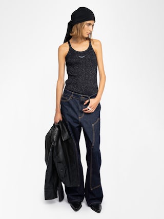 Alba Tank Top - Tank top in rib knit with shiny yarn.