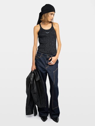 Débardeur Alba - Débardeur en rib avec fil brillant.