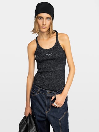 Débardeur Alba - Débardeur en rib avec fil brillant.