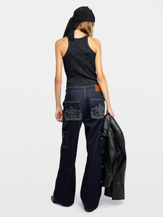 Débardeur Alba - Débardeur en rib avec fil brillant.