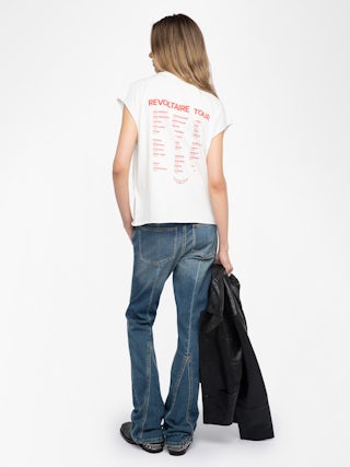 Débardeur Cloe - T-shirt col rond sans manches avec imprimé et strass.