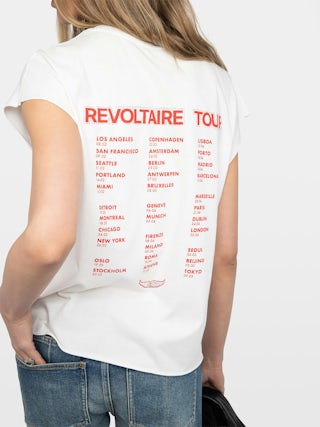 Cloe Tank Top - Sleeveless round-neck T-shirt with print and rhinestones.