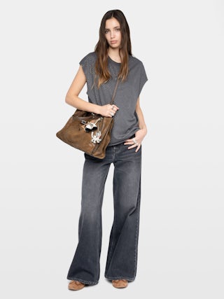 Débardeur Cloe - T-shirt col rond sans manches avec strass.