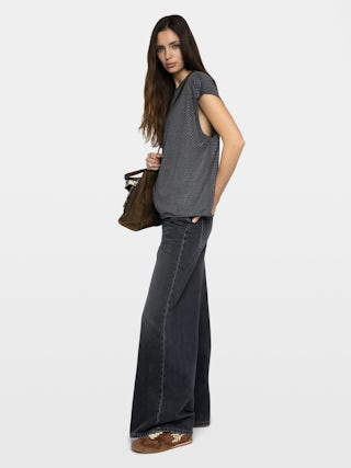 Cloe Tank Top - Sleeveless round neck t-shirt with rhinestones.