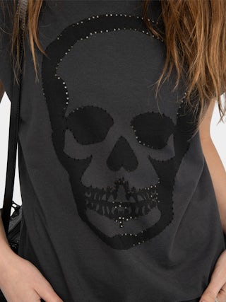 Débardeur Cloe - T-shirt col rond sans manches avec imprimé et petit trous avant.