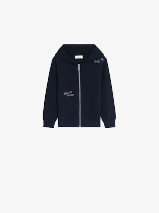 Clash Boy's Cardigan - Hooded zip cardigan, embroidered inscriptions on the front and right sleeve.