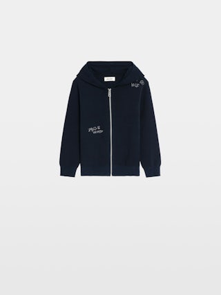 Clash Boy's Cardigan - Hooded zip cardigan, embroidered inscriptions on the front and right sleeve.