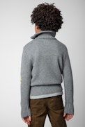 Tim Children’s Jumper - Children’s grey long-sleeve jumper with contrasting arrows on sleeve