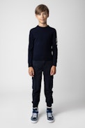 Chris Boys’ Jumper - Boys’ navy blue knit jumper with “Dreamer” slogan.