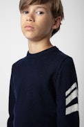Chris Boys’ Jumper - Boys’ navy blue knit jumper with “Dreamer” slogan.