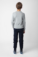 Chris Boys’ Sweater  - Boys’ grey knit sweater with “Dreamer” slogan.