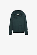 Andy Boys’ Sweatshirt - Boys’ dark green knit hoodie with illustrations and embroidery.