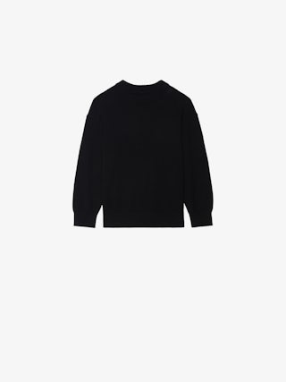 Chris Boy's Jumper - Wool jumper with round neck, intarsia jacquard logo on the back and openwork monogram on the front.