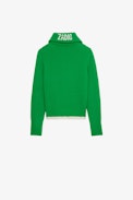 Miles Girls’ Cardigan - Girls’ green knit zip-up cardigan with “Zadig” branding on the collar.