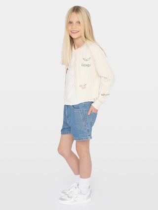 Cardigan Rozann Girl - - Cable-knit cardigan
- Front button fastening
- Tag-effect embroidery