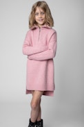 Milene Children’s Dress - Children’s pink long-sleeve knitted sweater dress