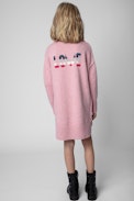 Milene Children’s Dress - Children’s pink long-sleeve knitted sweater dress