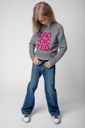 Milan Children’s Jumper - Children’s grey knitted turtleneck jumper with contrasting “Zaddicted” mantra