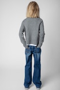 Milan Children’s Jumper - Children’s grey knitted turtleneck jumper with contrasting “Zaddicted” mantra