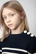 Suzane Kids'Jumper - Kids’ navy-blue striped knit sweater featuring rhinestone-studded wings on the back