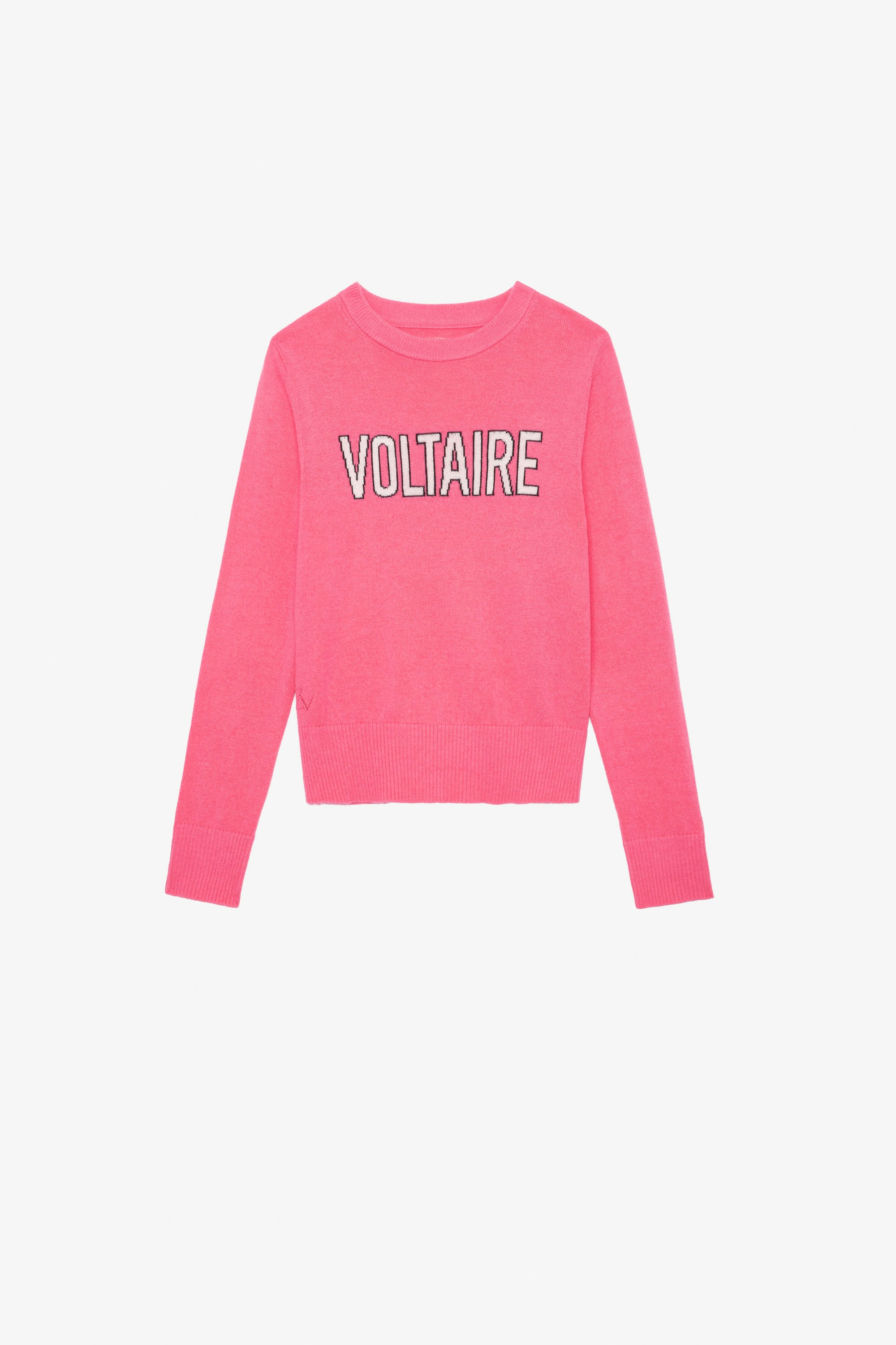 Drum Girls’ Jumper Girls’ pink knit jumper with “Voltaire” slogan.