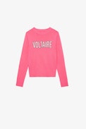 Drum Girls’ Jumper - Girls’ pink knit jumper with “Voltaire” slogan.