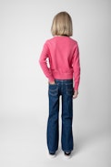 Drum Girls’ Jumper - Girls’ pink knit jumper with “Voltaire” slogan.