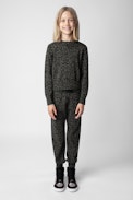 Reglis Girls’ Jumper - Girls’ khaki leopard-print knit jumper.