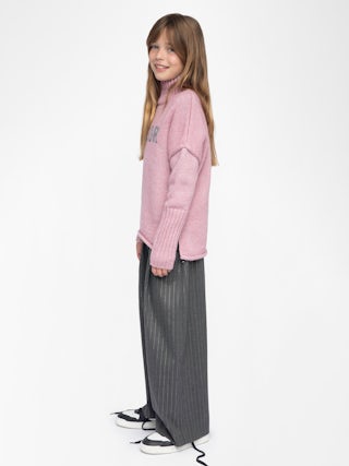 Almi Girl's Jumper - High neck wool jumper, metallic threads, intarsia jacquard on the front.