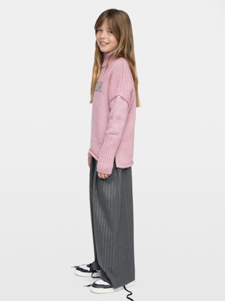 Almi Girl's Jumper - High neck wool jumper, metallic threads, intarsia jacquard on the front.