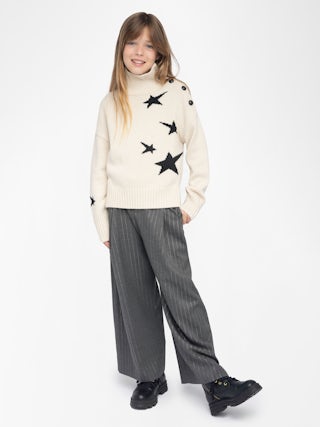 Alma Girl's Jumper - Wool jumper with intarsia star jacquard pattern.