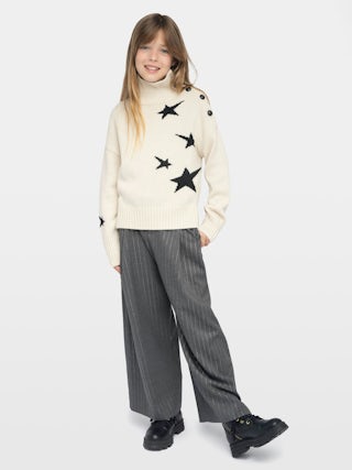 Alma Girl's Jumper - Wool jumper with intarsia star jacquard pattern.