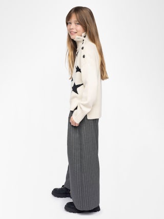 Alma Girl's Jumper - Wool jumper with intarsia star jacquard pattern.