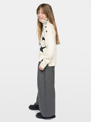 Alma Girl's Jumper - Wool jumper with intarsia star jacquard pattern.