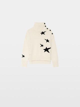 Alma Girl's Jumper - Wool jumper with intarsia star jacquard pattern.