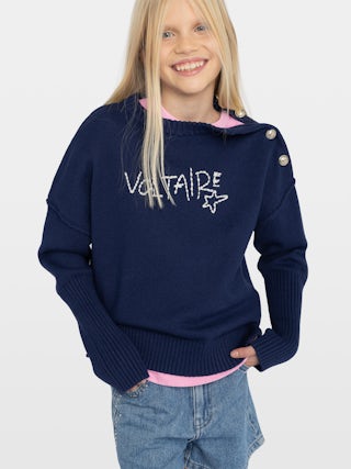 Jumper Malta Voltaire Girl - Crew-neck jumper with shoulder button fastening and gold-tone button. Embroidered logo at the front.