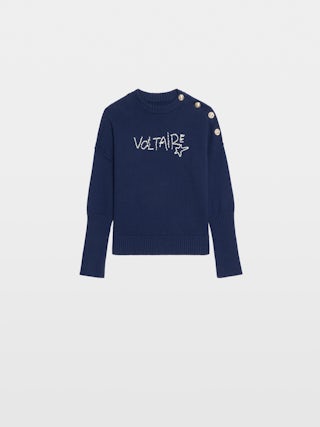 Jumper Malta Voltaire Girl - Crew-neck jumper with shoulder button fastening and gold-tone button. Embroidered logo at the front.