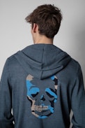 Clash Cardigan - Men's blue merino jumper with zipper