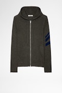Clash Cashmere Cardigan - Men's khaki cashmere cardigan with zipper